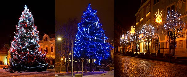 Vánoční stromy, které jsou osazeny řetězy MAXILEB LED